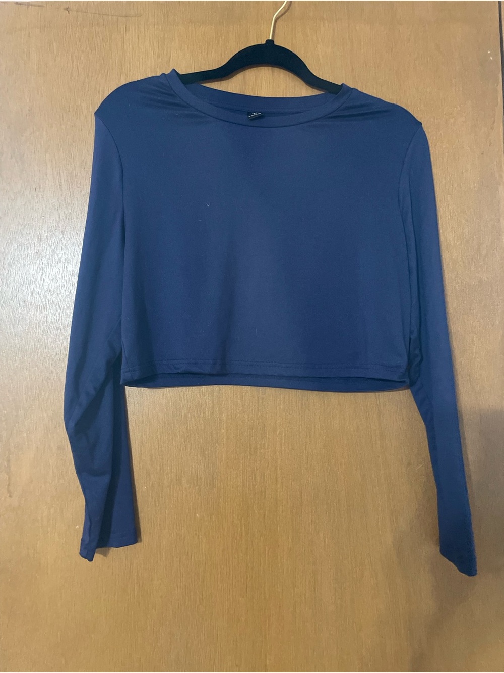 SHEIN Navy Long Sleeve Crop Top